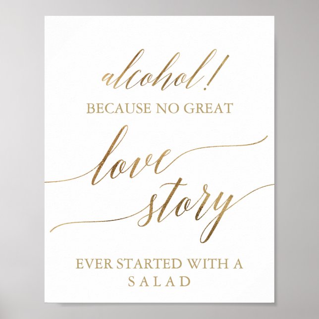 Poster Sinal de História de Amor com Álcool em Caligrafia (Frente)