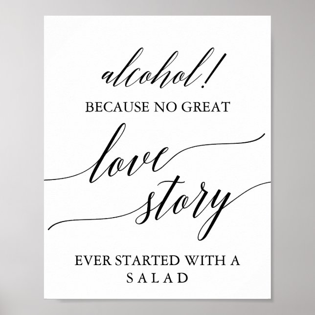 Poster Sinal de História de Amor de Álcool de Caligrafia  (Frente)