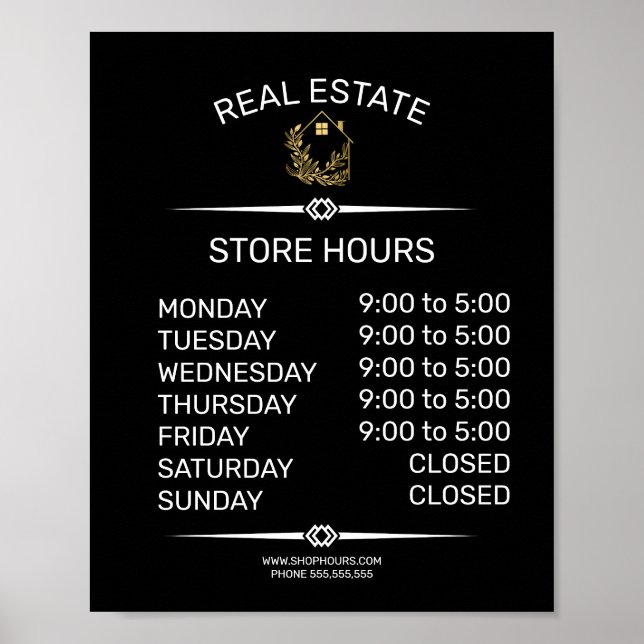Poster sinal de horário de funcionamento de imobiliária (Frente)