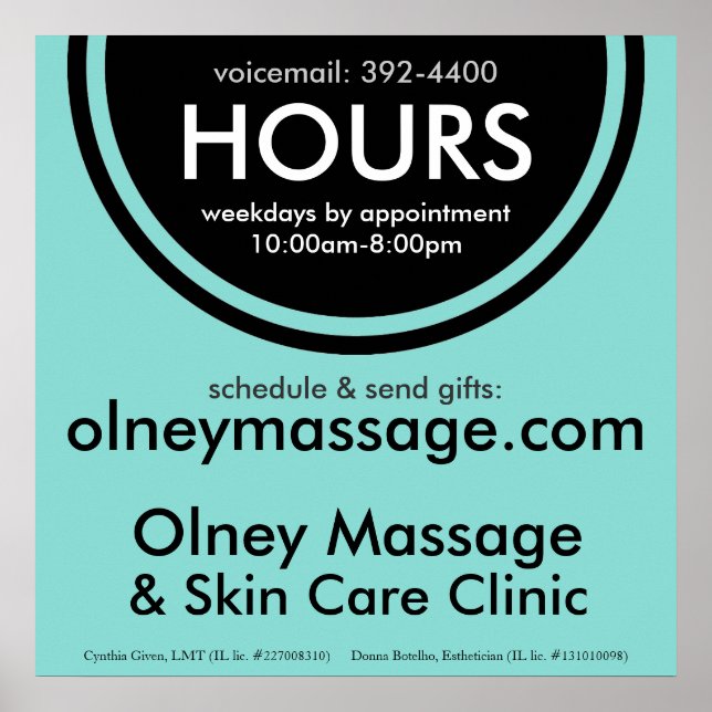 Pôster Sinal de Horas de Pequenas Empresas (Frente)