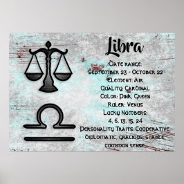 Poster Sinal de Horoscópio Astrologia de Libra Zodiac