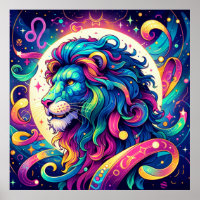 Sinal de horóscopo Leo | Arte Leão Colorida