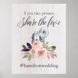 Poster Sinal de instagram hashtag de casamento