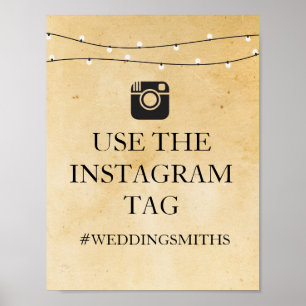Poster Sinal de Instagram Iluminado Recepção de Casamento