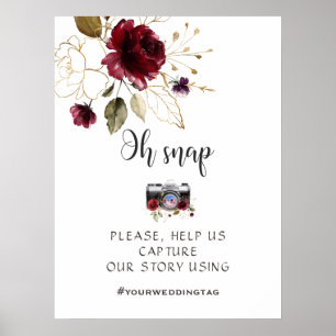 Poster Sinal de Instagrância Dourada Floral Oh Snap Burgu