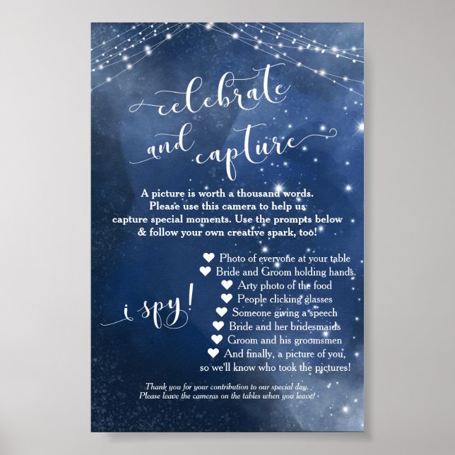 Poster Sinal de instruções da câmera descartável Starry N (Frente)