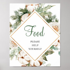 Poster Sinal de Jantar de Noivado de Inverno de Pinheiro