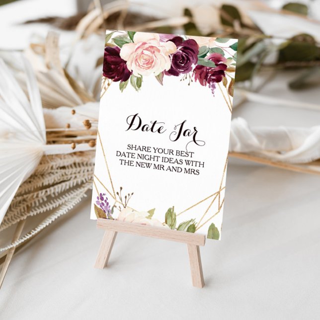 Poster Sinal de jarra de data floral geométrica dourada v (Criador carregado)