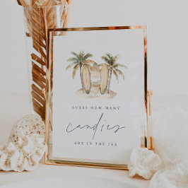 Poster Sinal de Jogo de Adivinhação do Chá de fraldas Cos