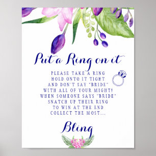 Poster Sinal de jogo de aliança elegante florais para chá