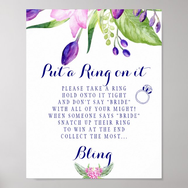 Poster Sinal de jogo de aliança elegante florais para chá (Frente)