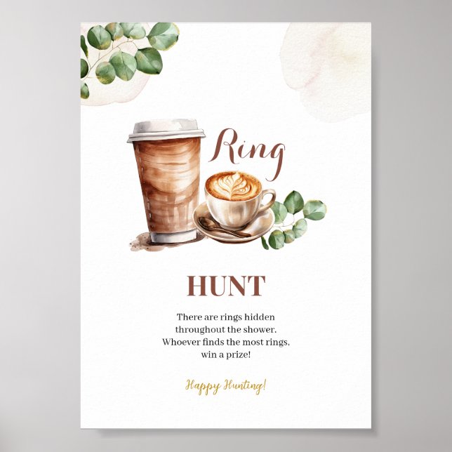Poster Sinal de Jogo de Caça ao Anel Amor de Café em Ebul (Frente)