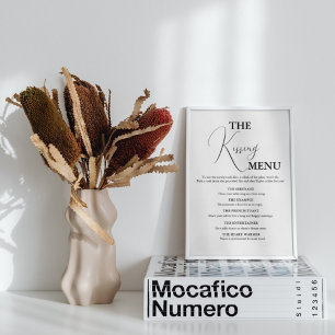 Poster Sinal de jogo de casamento do menu de beijo minima