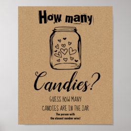 Poster Sinal de Jogo de Chá de Noiva Quantos Doces