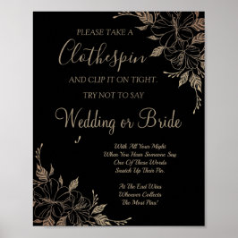 Poster Sinal de jogo de chuveiro de noiva de pregador de 