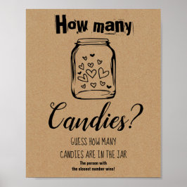 Poster Sinal de Jogo de Chuveiro de Noiva Quantas Balas