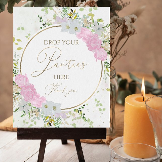 Poster Sinal de Jogo de Cueca Flor Selvagem Chá de Noiva (Criador carregado)