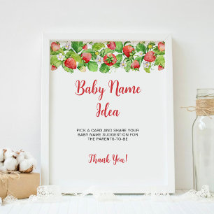 Poster Sinal de Jogo de Ideia de Nome de Bebê Morango