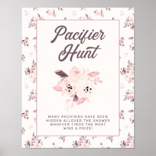 Poster Sinal de Jogo Pacificador de Chá de fraldas Floral