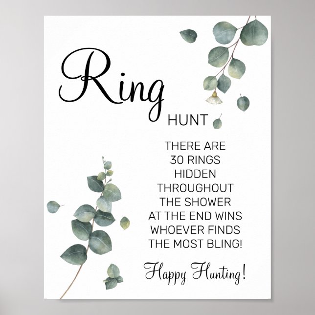 Poster Sinal de jogo para chá de noiva Eucalyptus Ring Ri (Frente)
