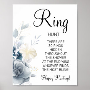 Poster Sinal de jogo para chá de noiva Watercolor Ring Ri