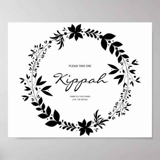 Poster Sinal de Kippah, Sinal de Casamento Personalizável (Frente)