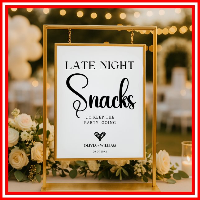Poster Sinal de Lanches Noturnos Casamento Chá de Noiva (Criador carregado)