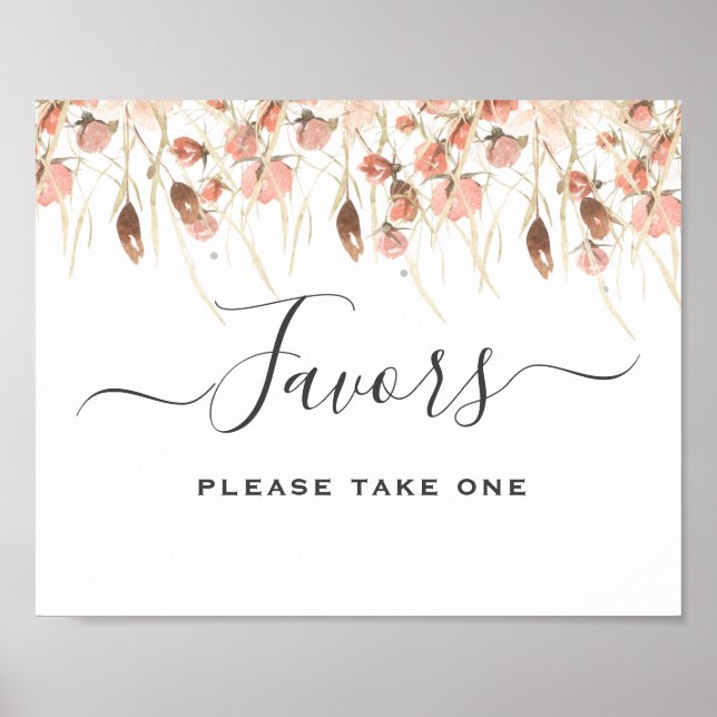 Poster Sinal de Lembranças de Casamento com Aquarela Boho (Frente)