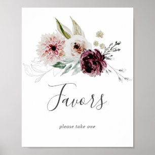 Poster Sinal de Lembranças de Casamento Floral Romance
