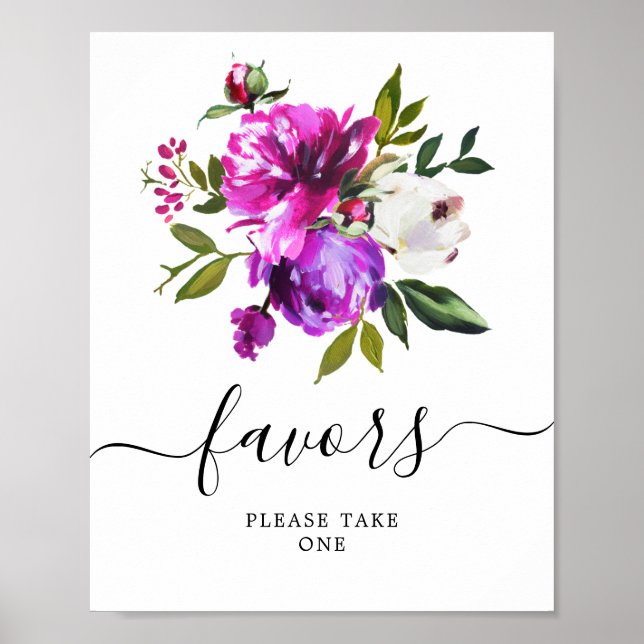 Poster Sinal de Lembranças de Chuva de Flores Roxas e Ver (Frente)