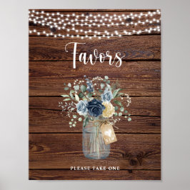 Poster Sinal de Lembranças de Jarro de Mason com Luzes de
