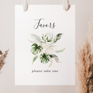 Poster Sinal de Lembranças de Vegetação Tropical Dourada