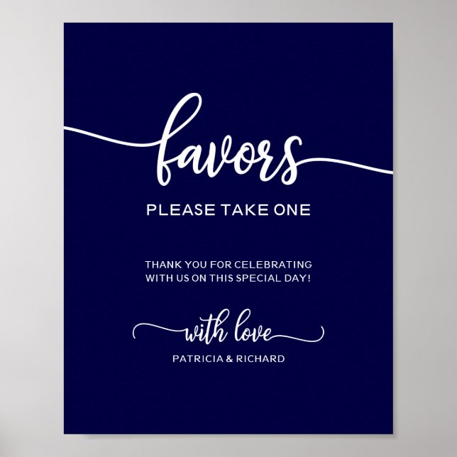 Poster Sinal de Lembrancinhas de Casamento Azul Naval Ele (Frente)