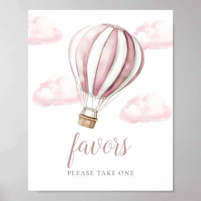 Poster Sinal de Lembrancinhas de Chá de Bebê Balão de Ar  (Frente)