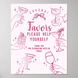 Poster Sinal de Lembrancinhas de Festa de Cocktail Vintag
