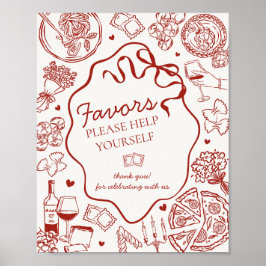 Poster Sinal de Lembrancinhas de Jantar de Massa Italiana