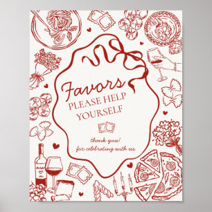 Poster Sinal de Lembrancinhas de Jantar de Massa Italiana