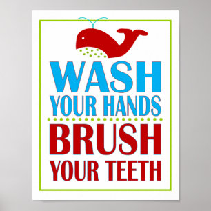 Pôster Sinal de Lembrete de Maneiras de Banheiro Infantil