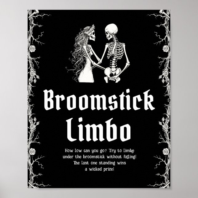 Poster Sinal de Limbo do Broomstick do Halloween Gótico (Frente)