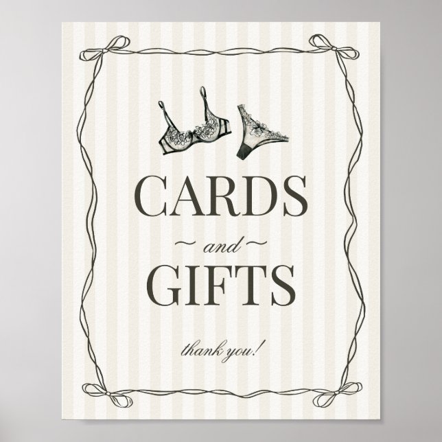 Poster Sinal de Lingerie preta de solteiros e presentes (Frente)