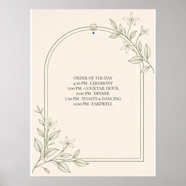 Poster Sinal de Linha do Tempo de Casamento Botânico de O (Frente)