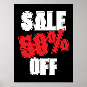 Poster Sinal de Liquidação 50%, Sinalização de Loja de Va