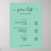Sinal de Lista de Preços de Salão Minimalista Mode