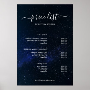 Poster Sinal de Lista de Preços de Salão Minimalista Mode