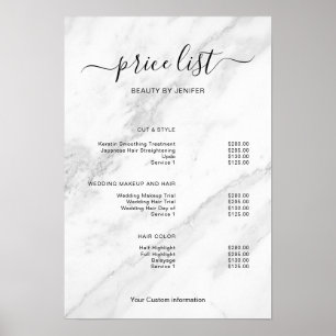 Poster Sinal de Lista de Preços de Salão Minimalista Mode