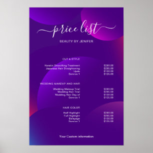 Poster Sinal de Lista de Preços de Salão Minimalista Mode