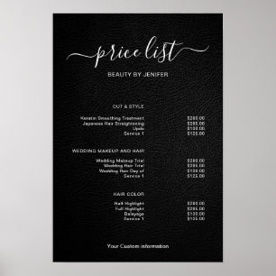 Poster Sinal de Lista de Preços de Salão Minimalista Mode