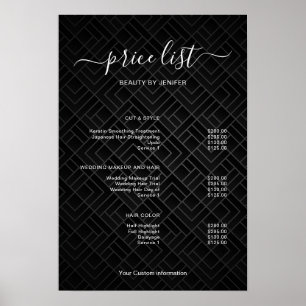 Poster Sinal de Lista de Preços de Salão Minimalista Mode