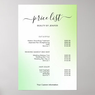 Poster Sinal de Lista de Preços de Salão Minimalista Mode