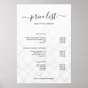 Poster Sinal de Lista de Preços de Salão Minimalista Mode